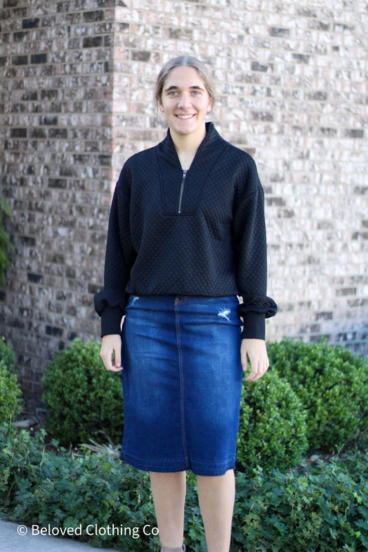 Quilted Half Zip Pullover