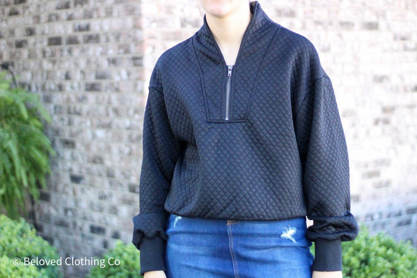 Quilted Half Zip Pullover