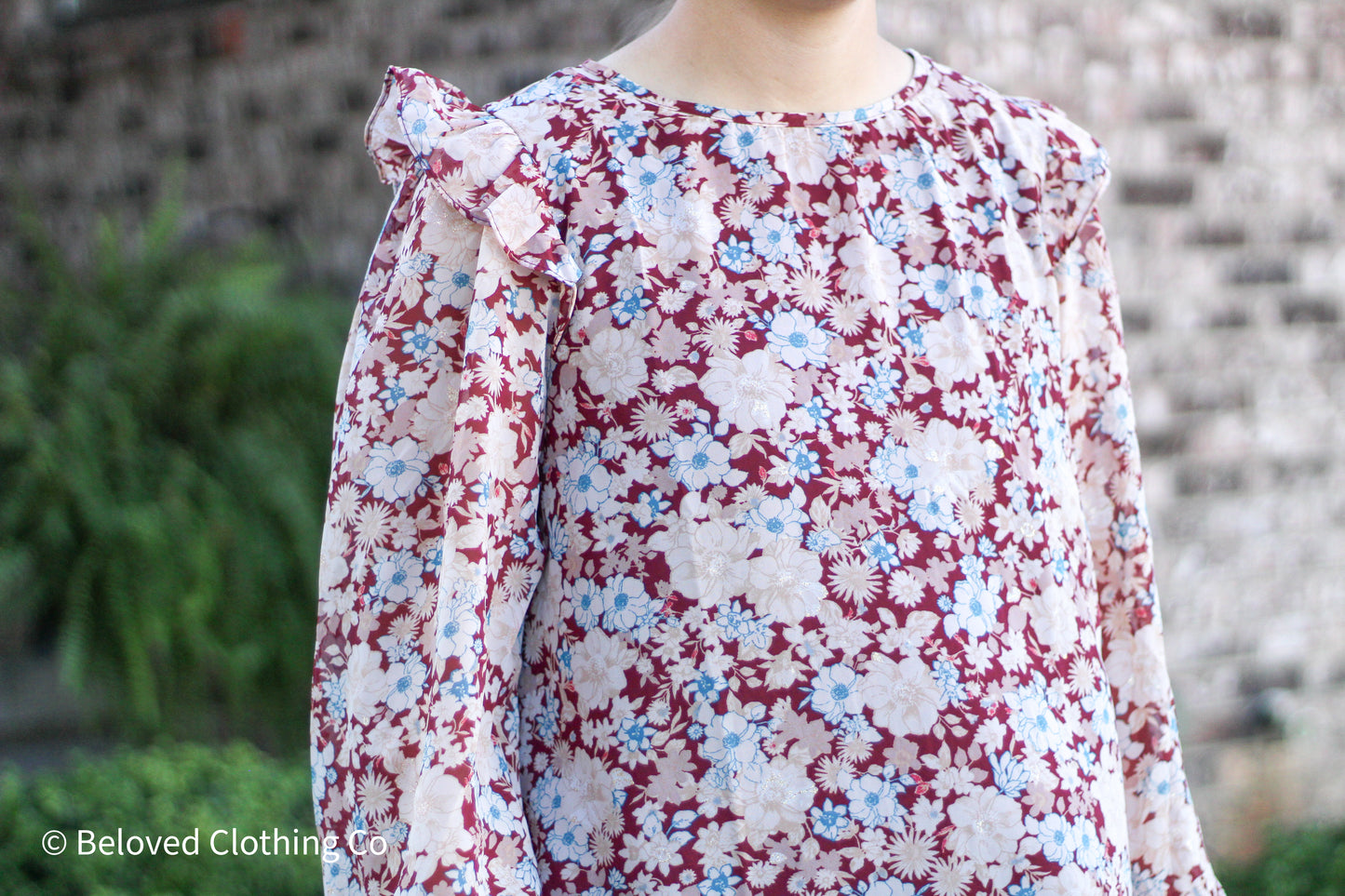 Ruffled Shoulder Woven Top