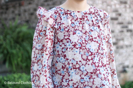 Ruffled Shoulder Woven Top