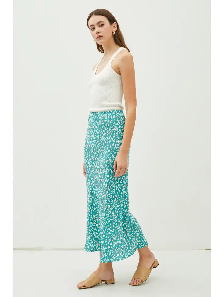 Floral Jade Midi Skirt