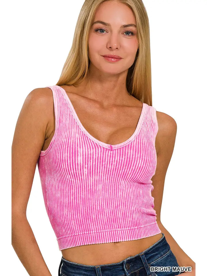 Washed Ribbed Crop Tank