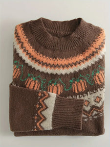 Pumpkin Knit Crewneck Sweater