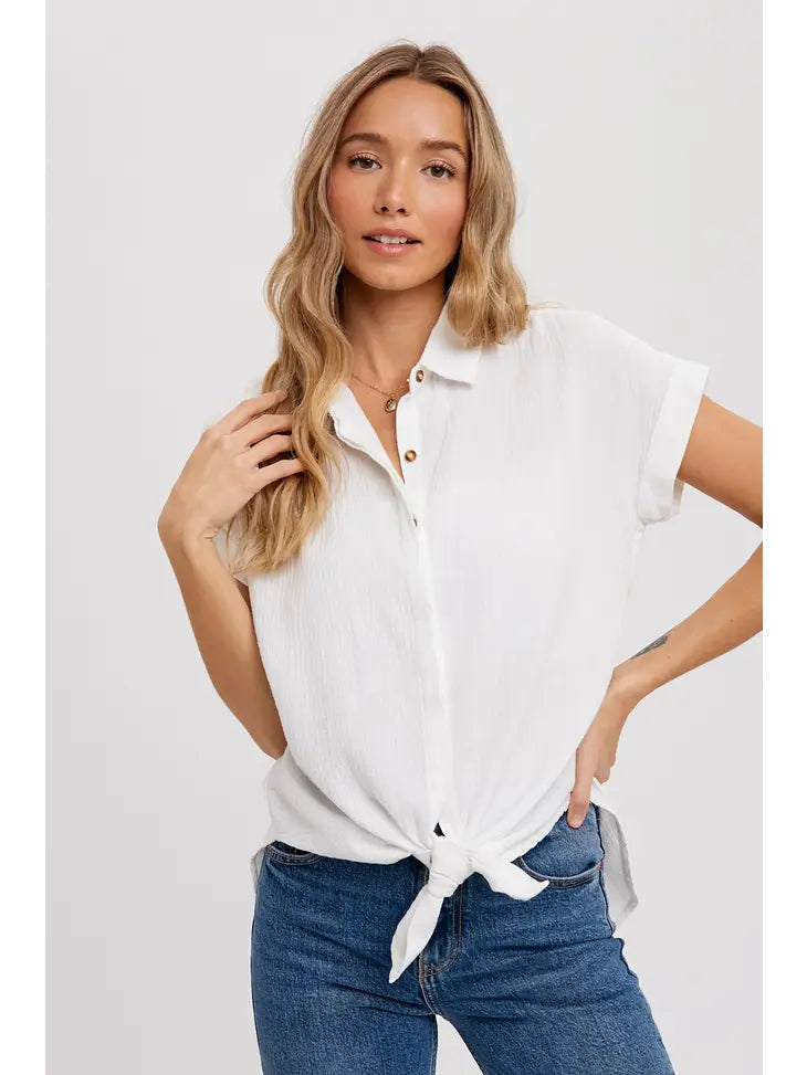 Essential Cotton Tie Blouse