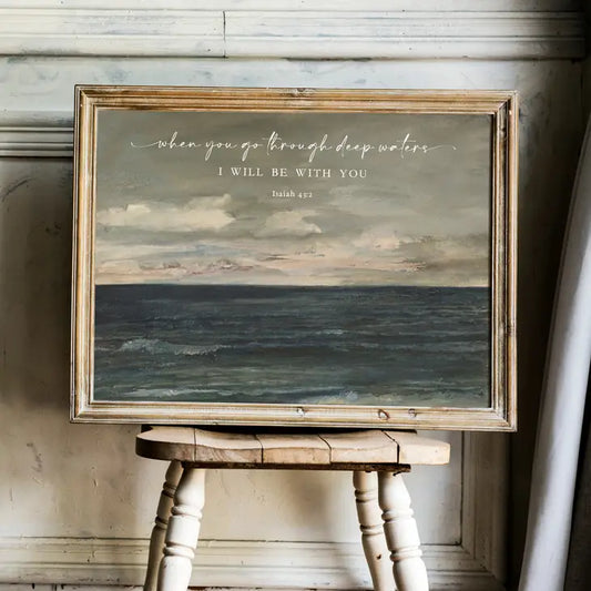Deep Waters - Vintage Wall Art Print Christian Gift Decor