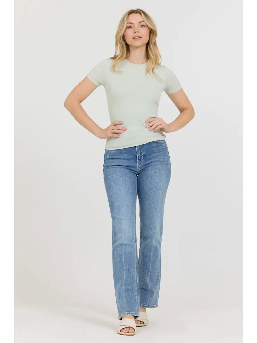 High Neck Double Layered Short Sleeve Top