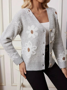 Floral Pattern Button Front Cardigan