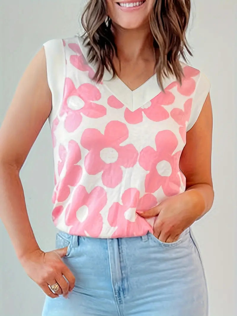 Pink Daisy Sweater Tank