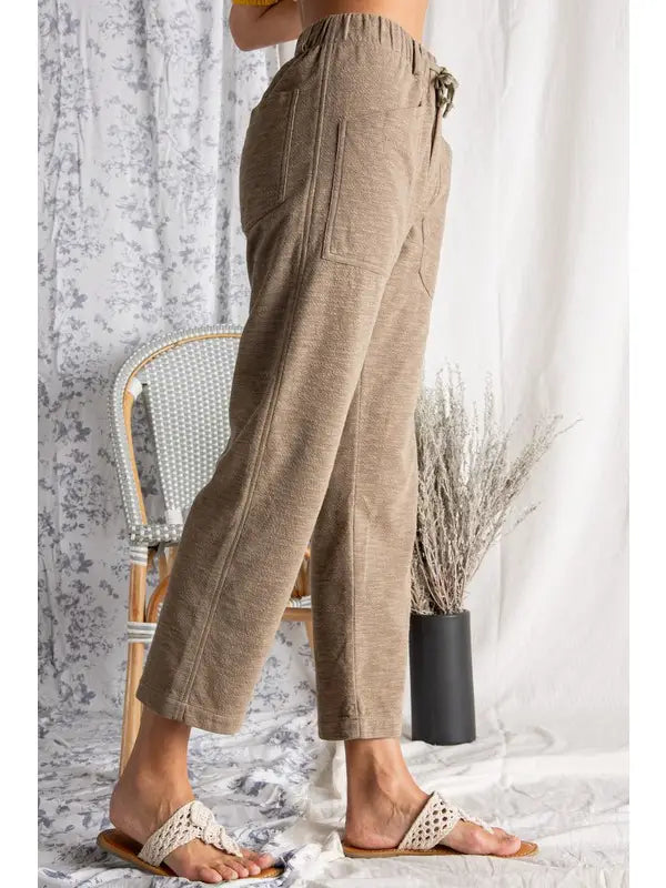 Textured Knit Pant with Elastic Waist