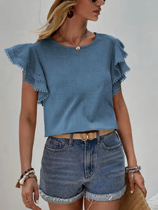 Flutter Sleeve Denim Top