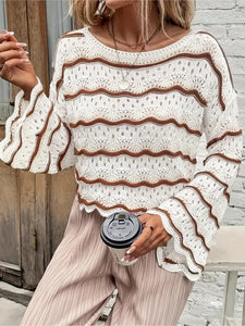 Striped Lattuce Pullover Sweater