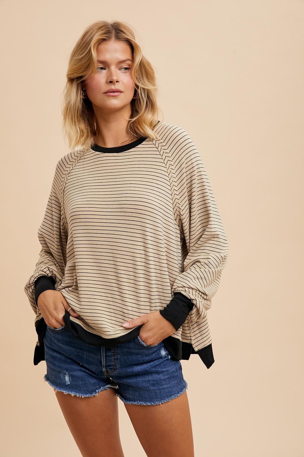 Striped Raglan Long Sleeve Top