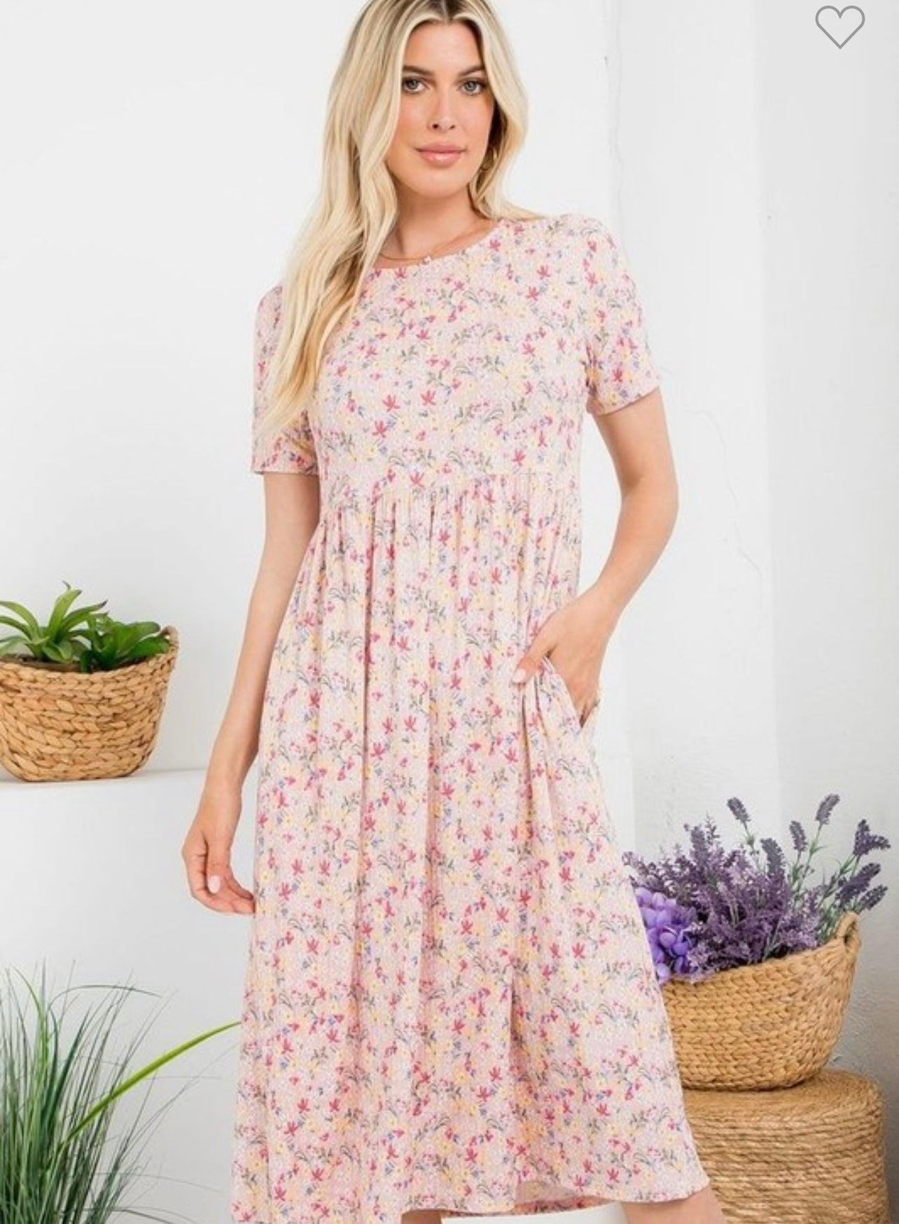 Floral Ribbed Midi Dress