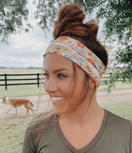 Ivory Floral Stretchy Headwrap