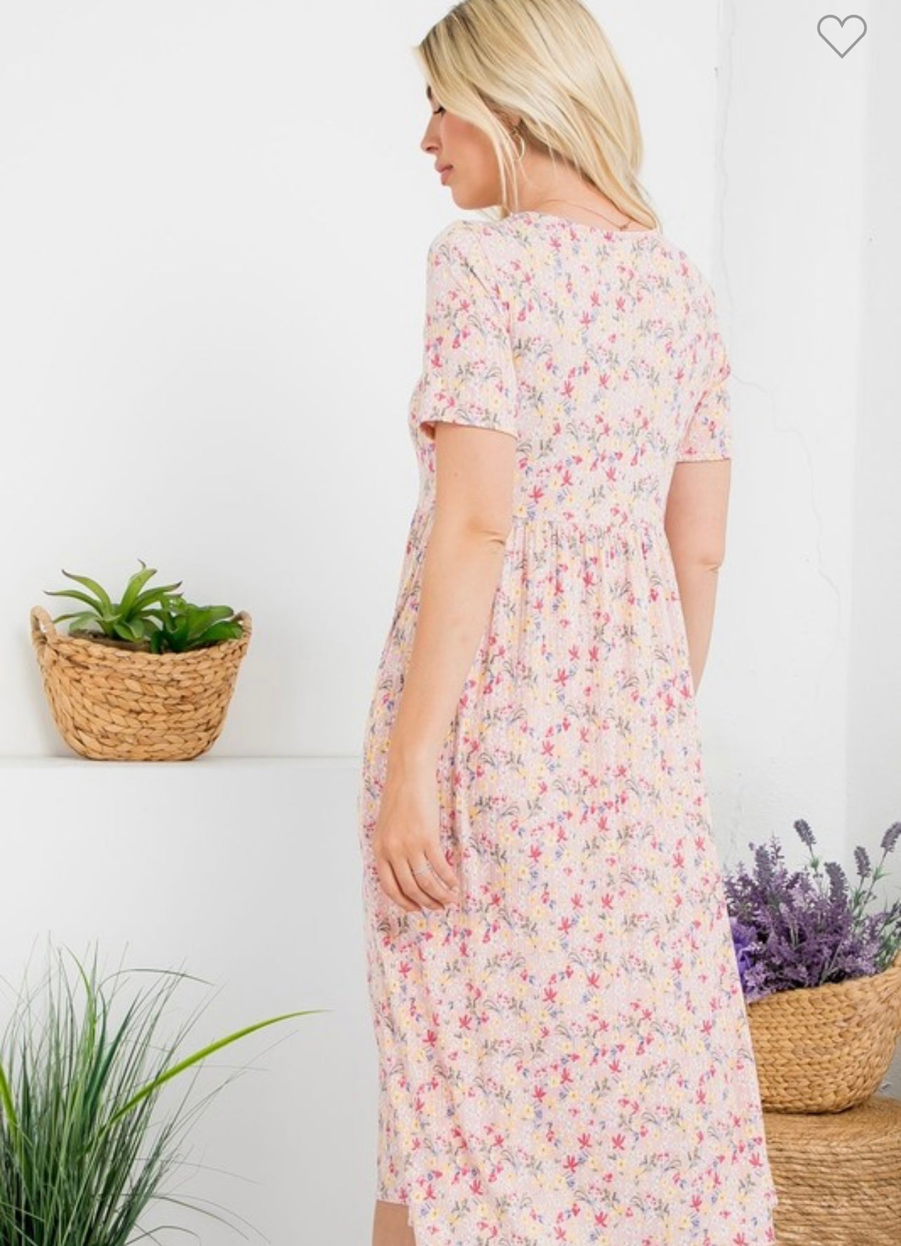 Floral Ribbed Midi Dress