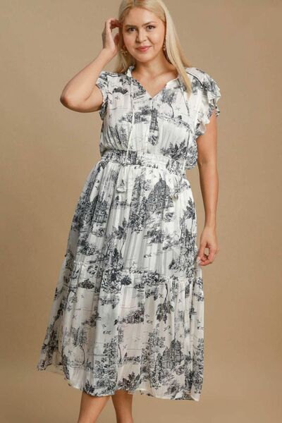 French Countryside A Line Midi Dress