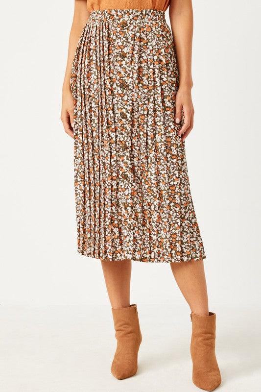 Women's Vintage Button Down Floral Midi Skirt