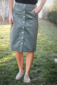 Corduroy Button Skirt