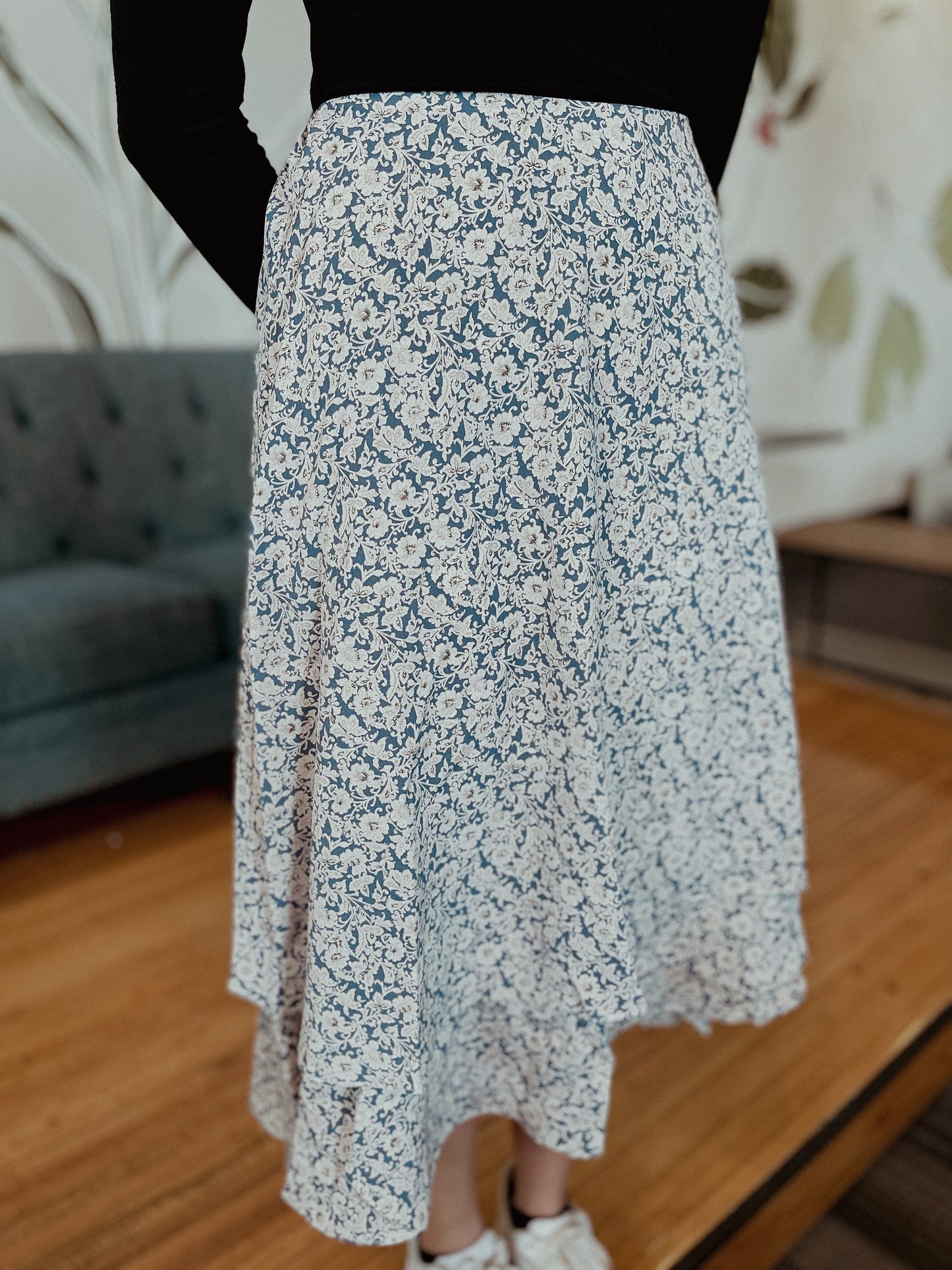 Floral Tiered Midi Skirt